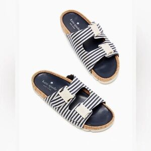 Kate Spade Becca Canvas Stripes Navy and White Sandal